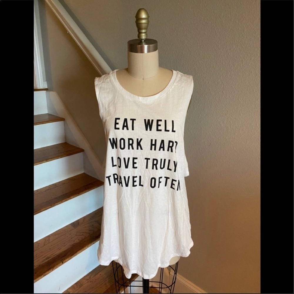 One Clothing “Eat Well...” Muscle Tank White​​​​​​​​​​ - Picture 2 of 7